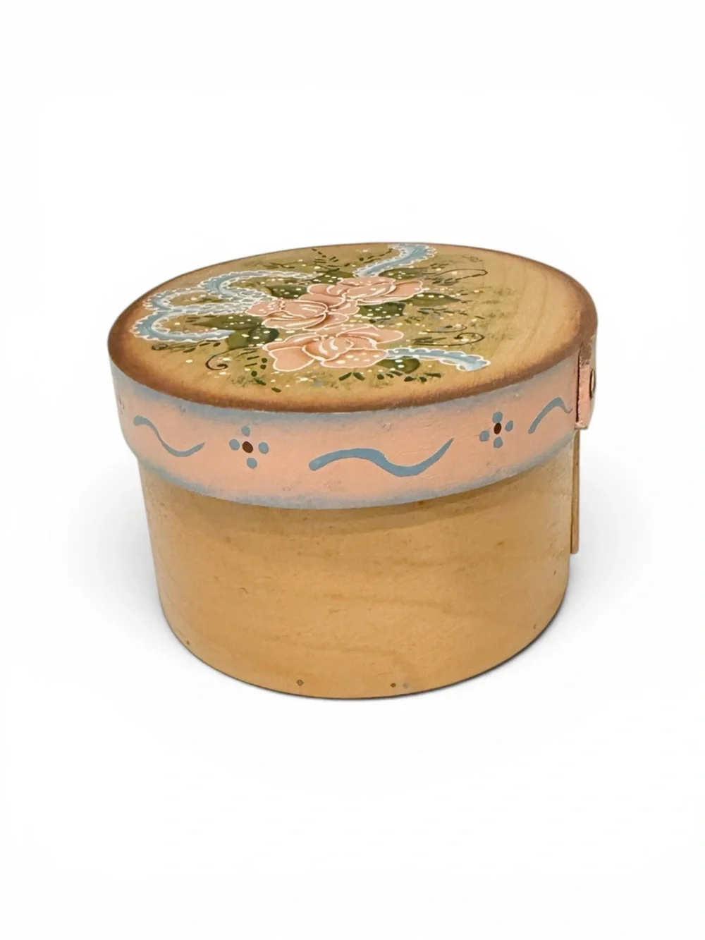 Vintage Hand‑Painted Floral Wooden Box • Signed • Cottagecore Decor
